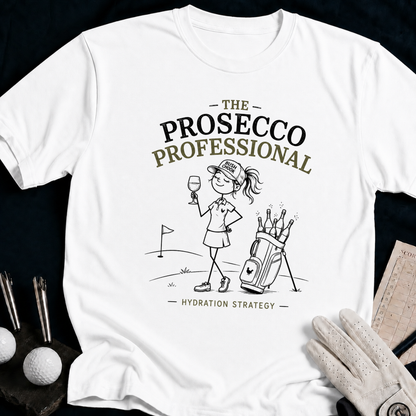 Prosecco Professional – funny golf t-shirt in White | Bad Lies Club