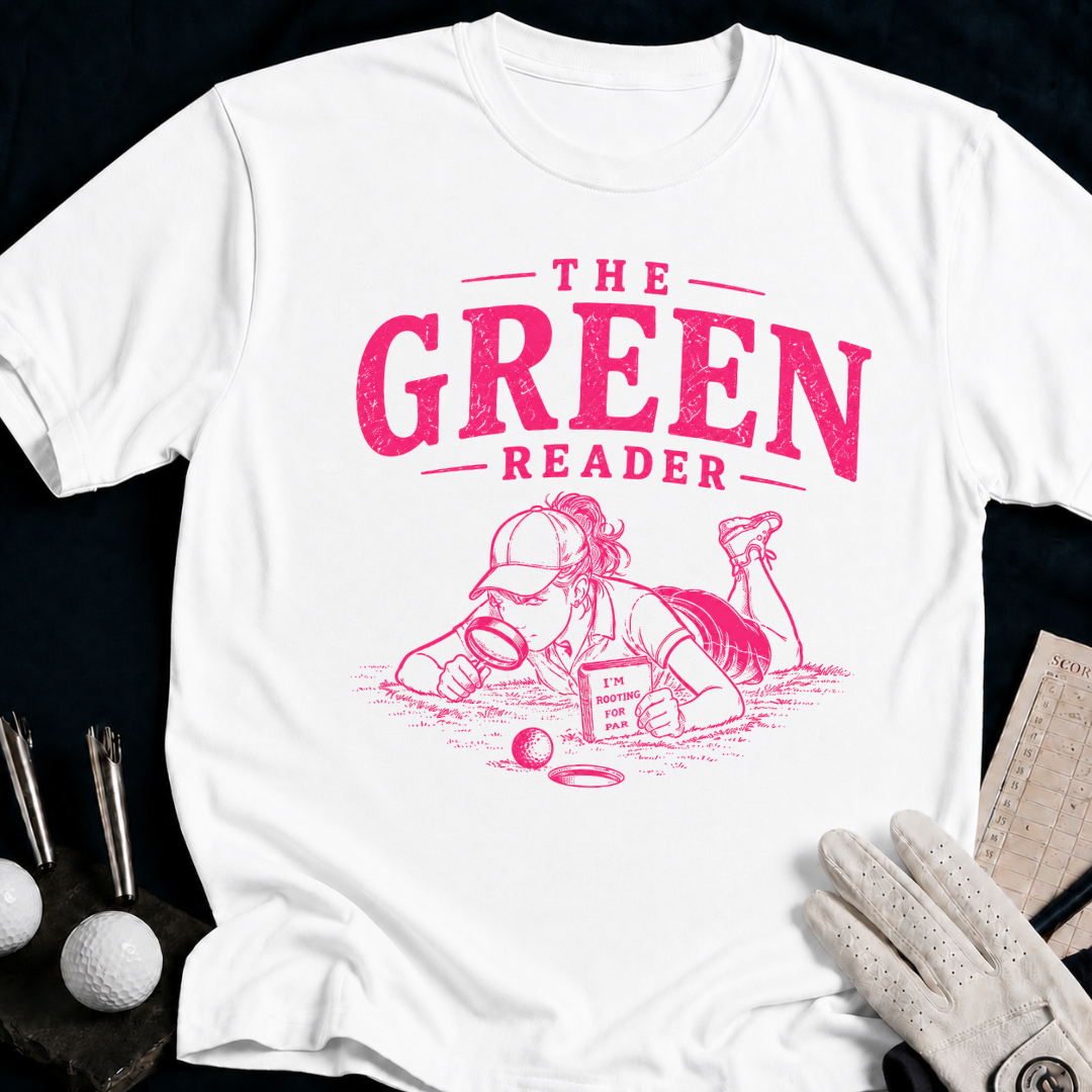 The Green Reader – funny women's golf t-shirt in White | Bad Lies Club
