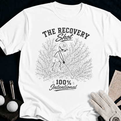 The Recovery Shot – funny golf t-shirt in White | Bad Lies Club