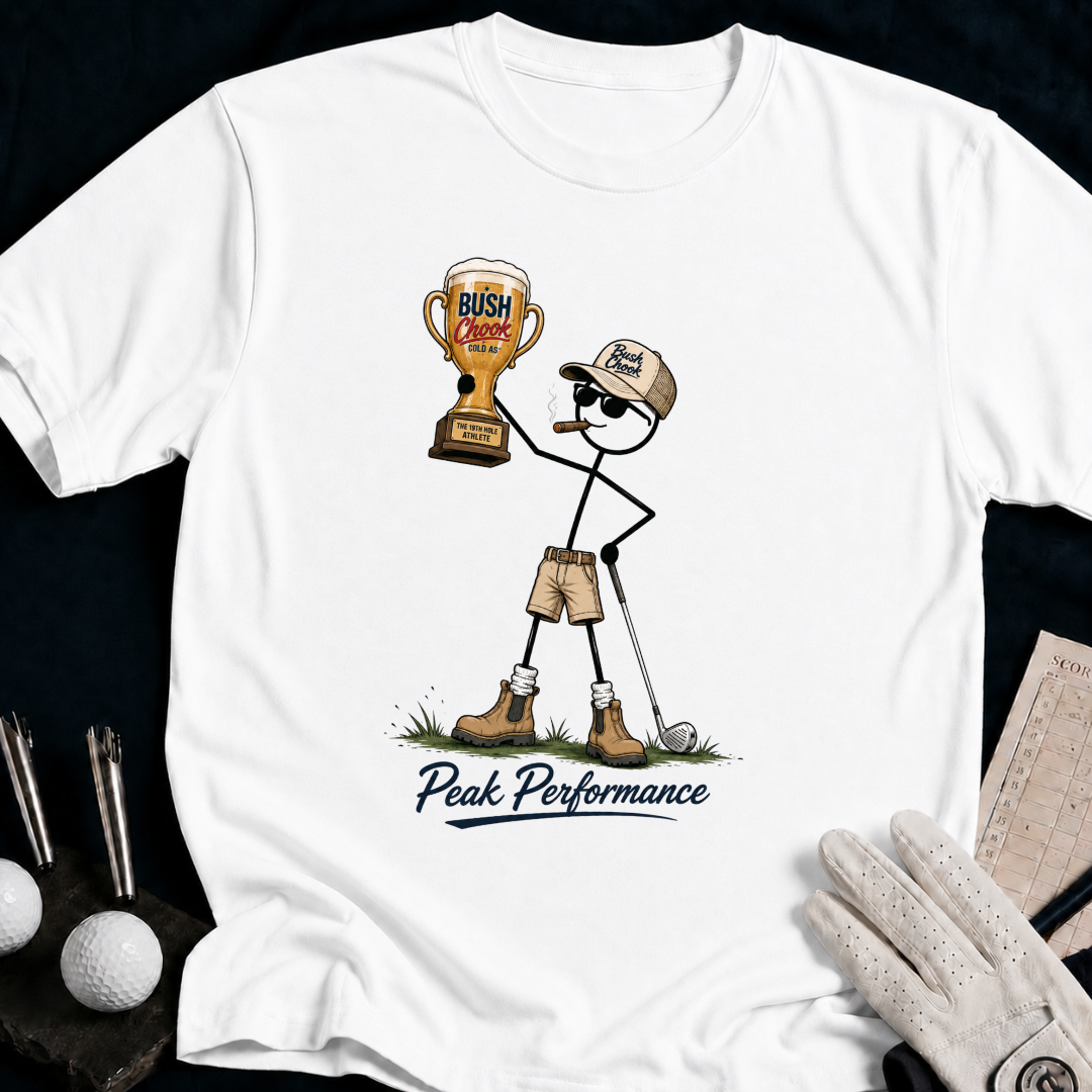 Peak Performance – funny golf t-shirt in White | Bad Lies Club