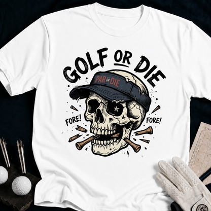 Golf or Die – funny golf t-shirt in White | Bad Lies Club