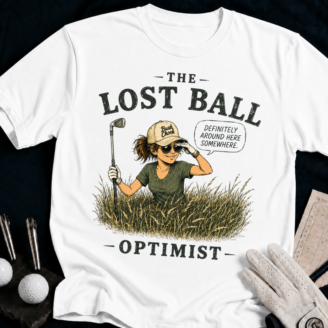 The Lost Ball Optimist – funny women's golf t-shirt in White | Bad Lies Club