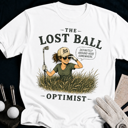 The Lost Ball Optimist – funny women's golf t-shirt in White | Bad Lies Club