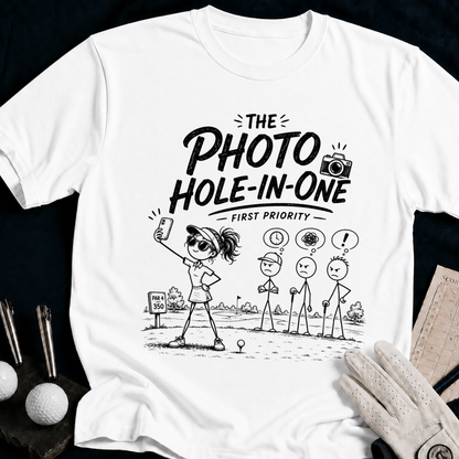 The Photo Hole-in-One – funny women's golf t-shirt in White | Bad Lies Club