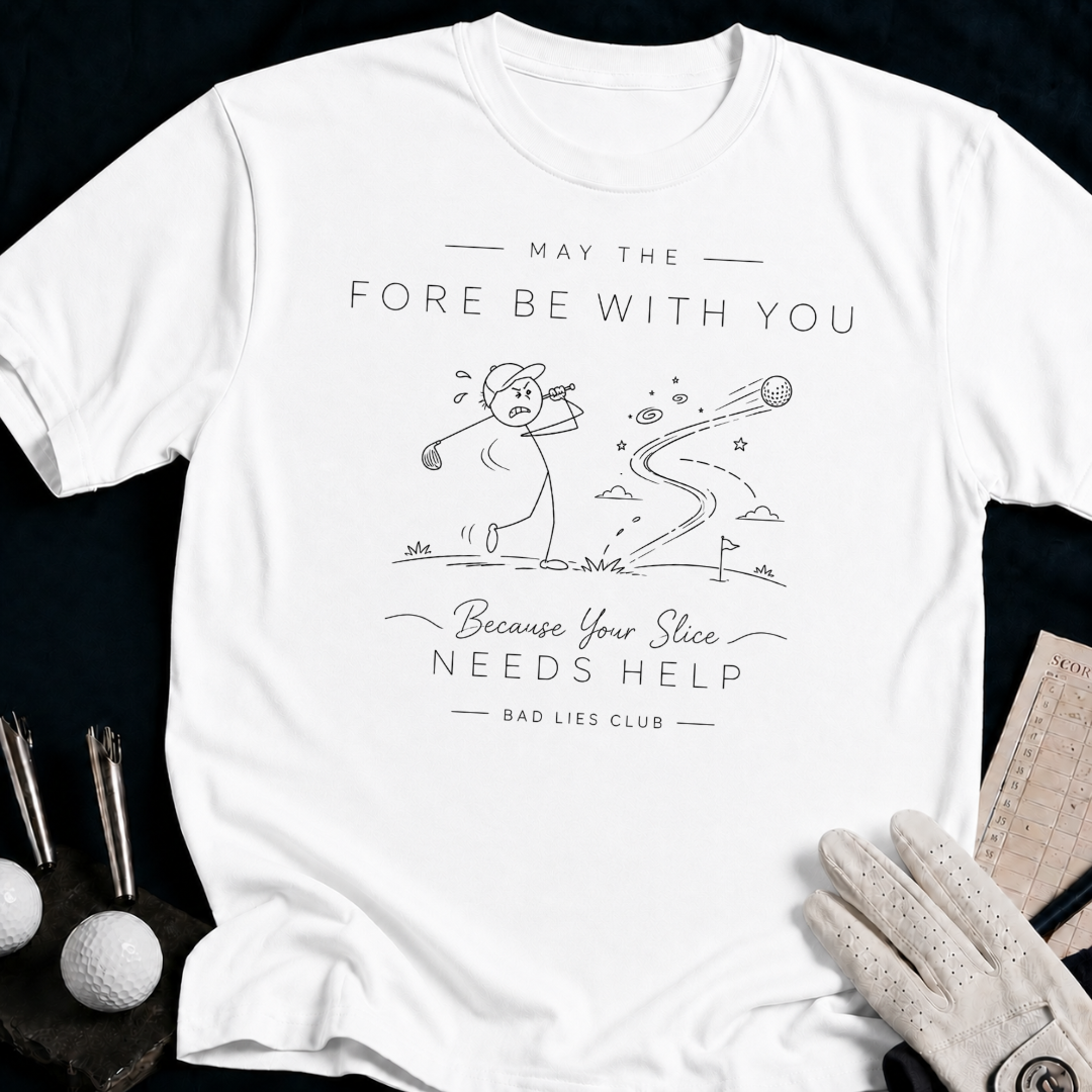 May the Fore Be With You – funny golf t-shirt in White | Bad Lies Club