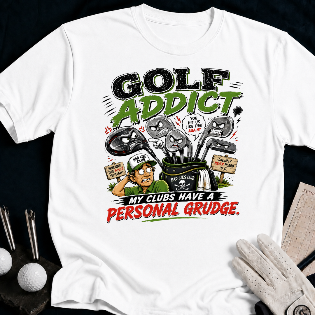 Golf Addict. My Clubs Have A Personal Grudge. - white
